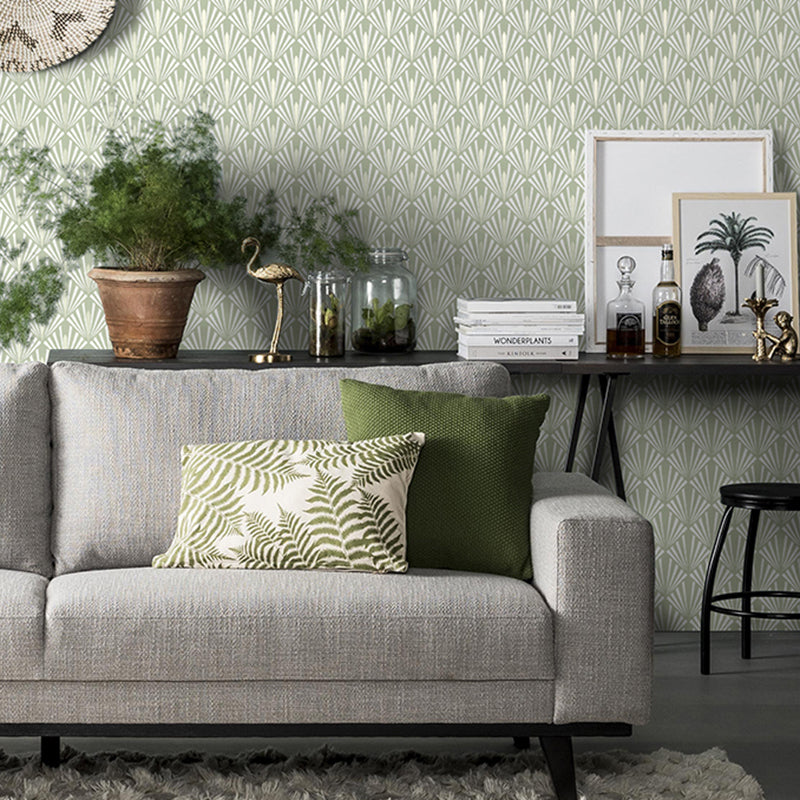 Rhombus Leaf Print Wallpaper Roll Simplicity Style Adhesive Bedroom Wall Decor, 61.4 sq-ft