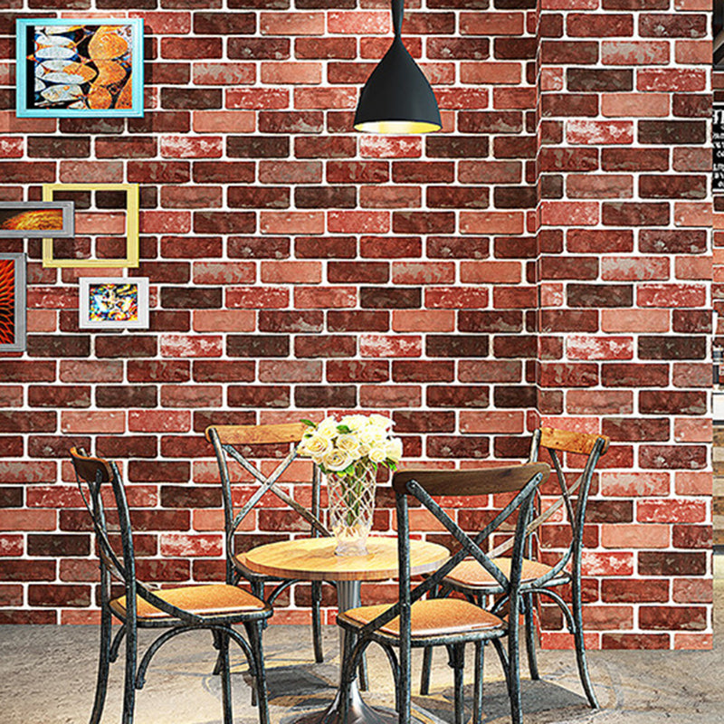 Unpasted Brick Print Wallpaper Roll Industrial Style PVC Wall Art, 33' L x 20.5" W