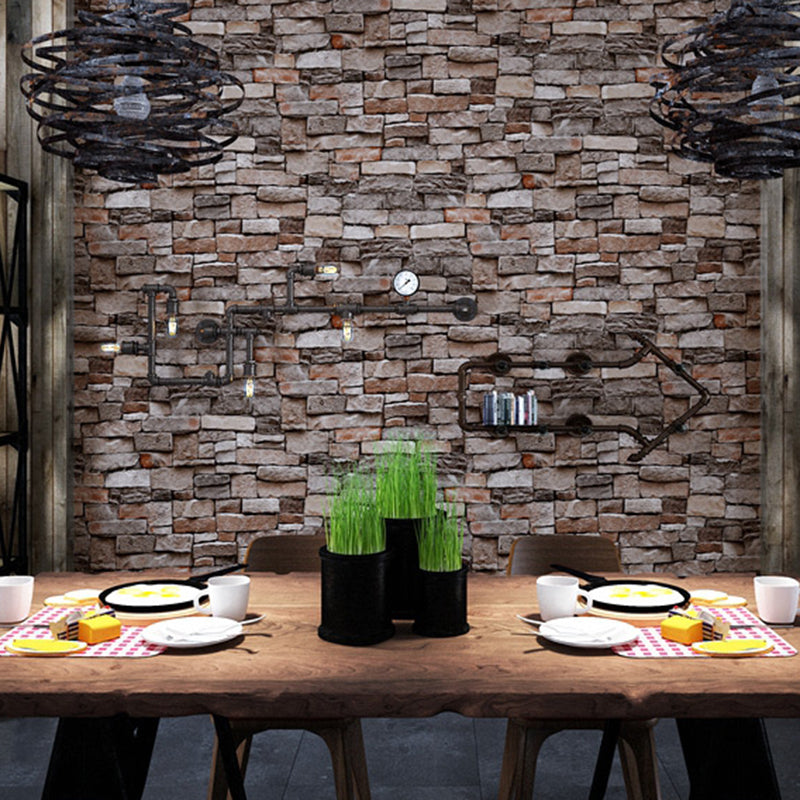 Unpasted Brick Print Wallpaper Roll Industrial Style PVC Wall Art, 33' L x 20.5" W