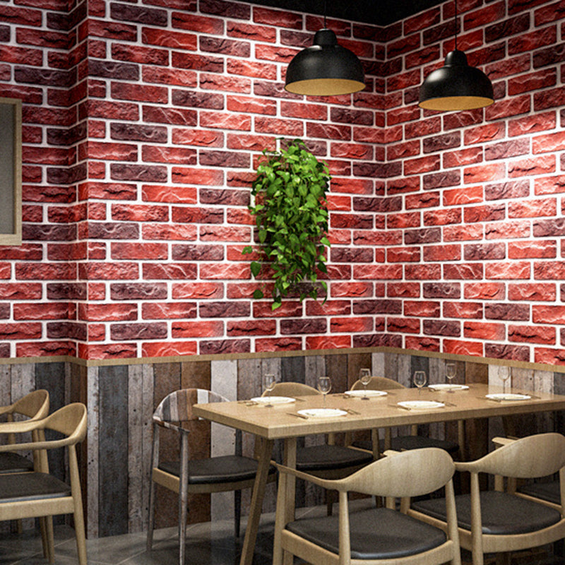 Brick Printing Wallpaper Roll Multi-Colored Industrial Wall Covering for Coffee Shop