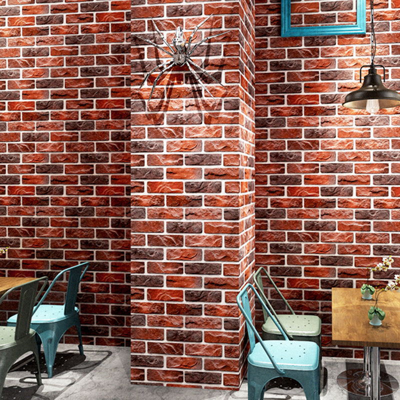 Brick Printing Wallpaper Roll Multi-Colored Industrial Wall Covering for Coffee Shop