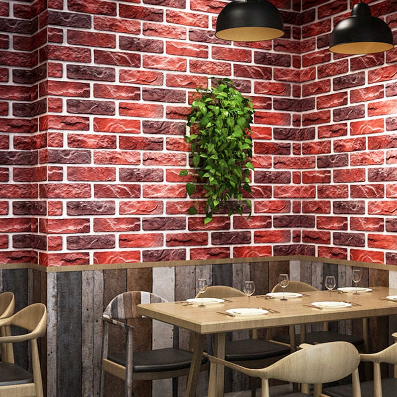 Brick Printing Wallpaper Roll Multi-Colored Industrial Wall Covering for Coffee Shop