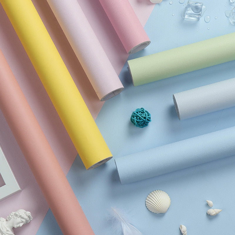 Effen gekleurd behangrol Peel and Paste Scandinavische woonkamer wanddecoratie, 5,8 vierkante meter