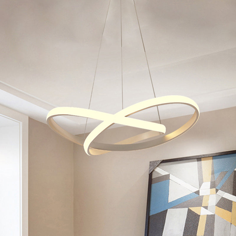 Seamless Curves Ceiling Light Minimal LED White/Black Chandelier Pendant in Warm/White Light