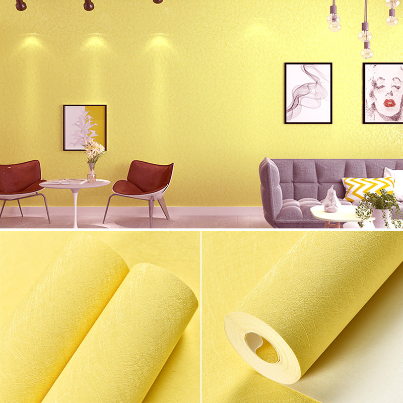 Solid Color Patterned Wallpaper Roll Soft Color Textured Non-Pasted Wall Covering