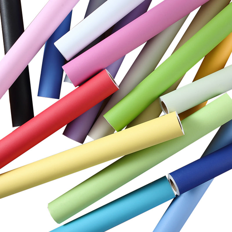 Scandinavian Wallpaper Roll Solid-Colored Self Stick Wall Covering, Multi-Colored