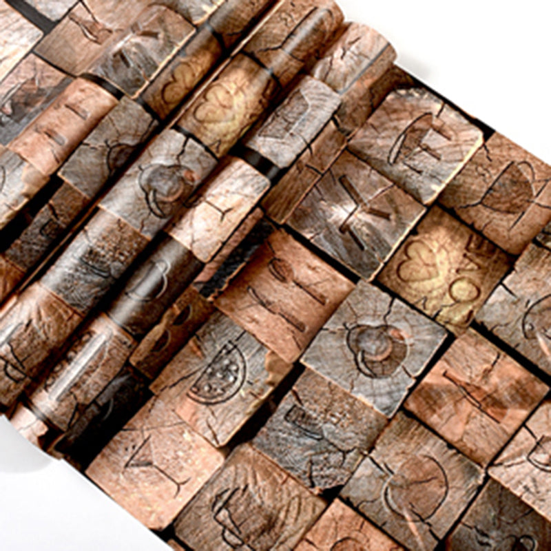 Repurposed Wood Wallpaper Roll Multi-Colored Industrial Wall Art for Business Scenes