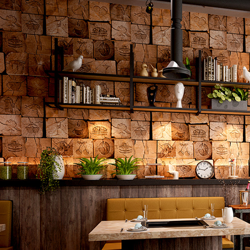 Repurposed Wood Wallpaper Roll Multi-Colored Industrial Wall Art for Business Scenes