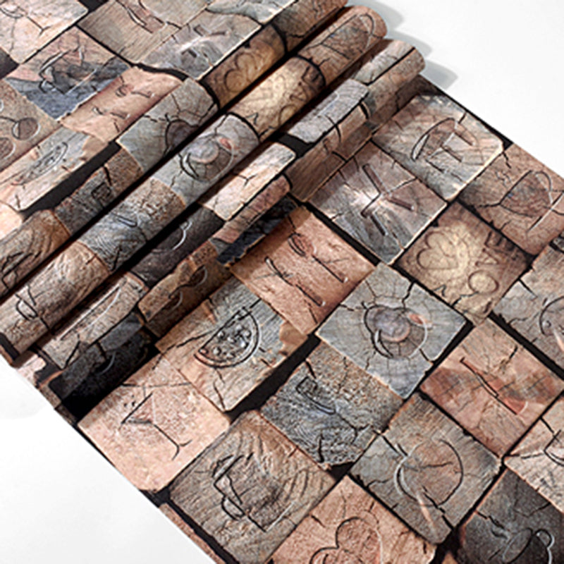 Repurposed Wood Wallpaper Roll Multi-Colored Industrial Wall Art for Business Scenes