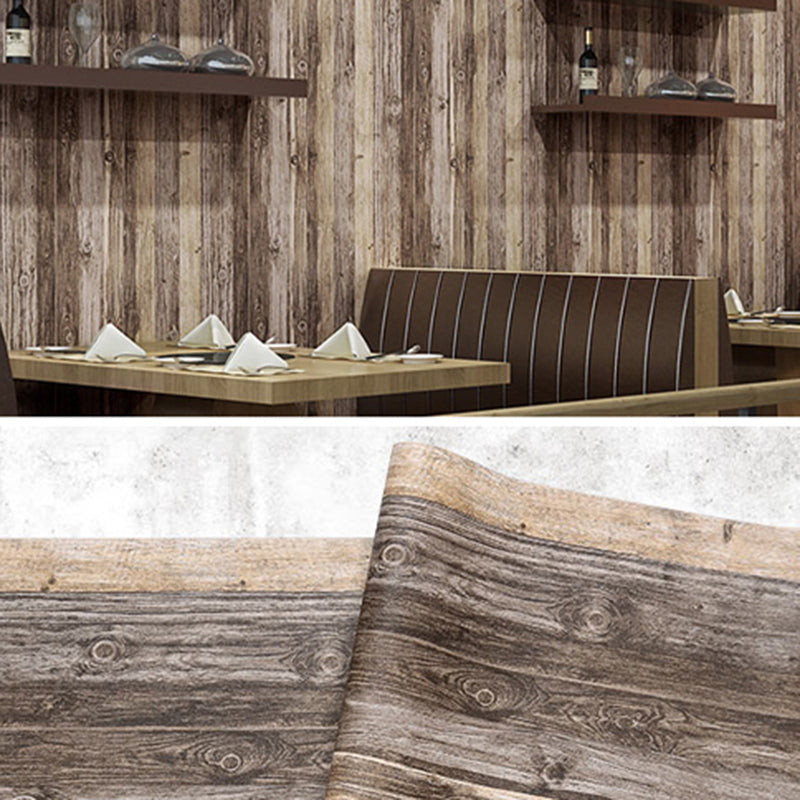 Multicolored Wood Look Wallpaper Roll Non-Paste Wall Covering for Business Scenes