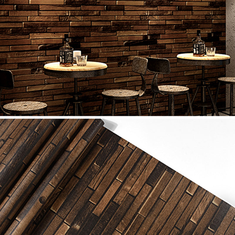 Multicolored Wood Look Wallpaper Roll Non-Paste Wall Covering for Business Scenes
