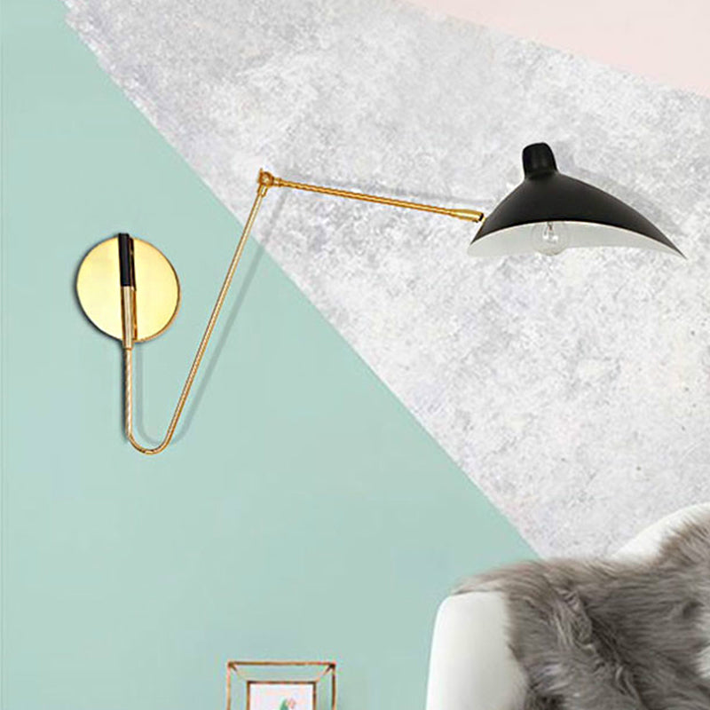 Metallic Duckbill Shade Wall Lamp Modern Style 1 Head Black Finish Sconce Lighting with Straight/Curved Arm