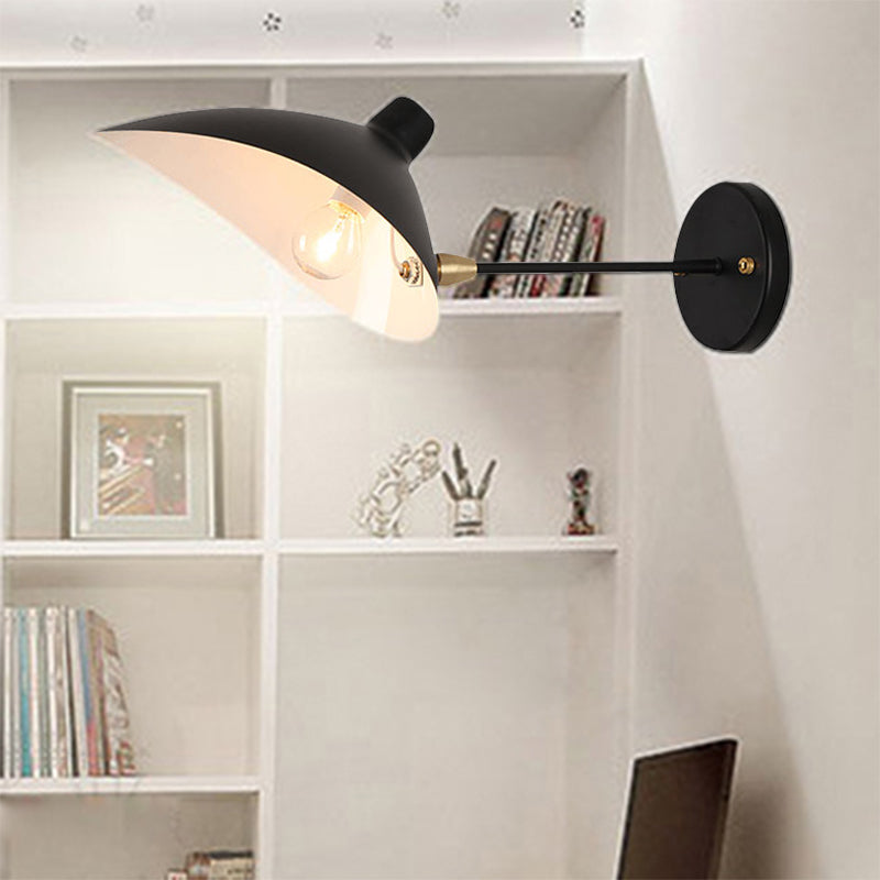 Metallic Duckbill Shade Wall Lamp Modern Style 1 Head Black Finish Sconce Lighting with Straight/Curved Arm