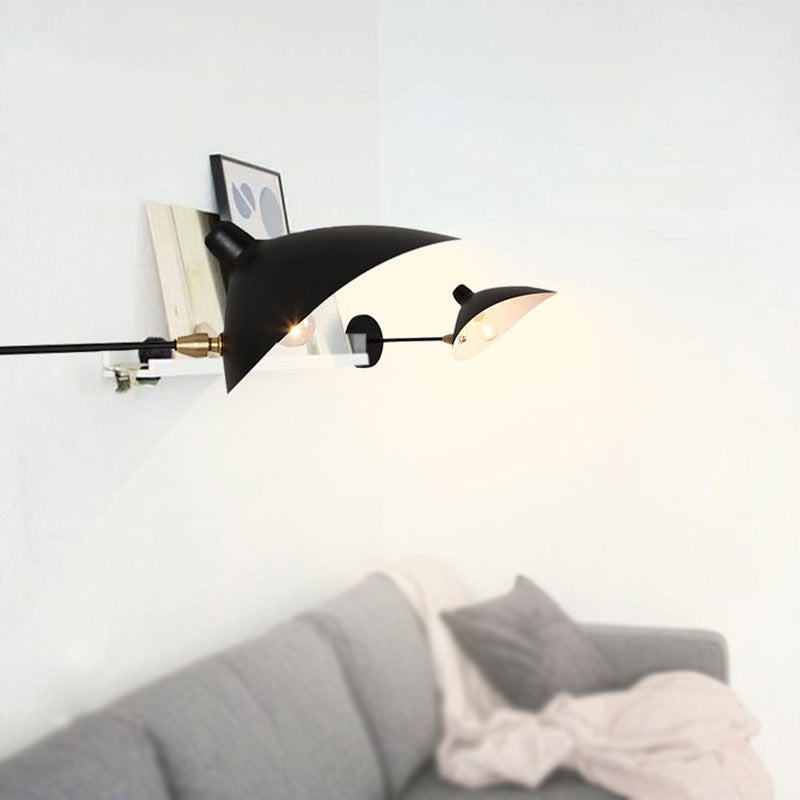 Metallic Duckbill Shade Wall Lamp Modern Style 1 Head Black Finish Sconce Lighting with Straight/Curved Arm