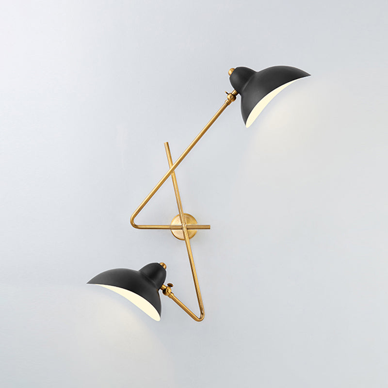Metal Duckbill Wall Sconce Lamp Modernism Style 2 Lights Wall Light Fixture in Black for Living Room