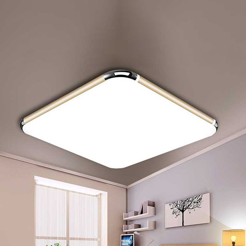 Ultra-Thin Square/Rectangular Flush Light Minimalist Gold LED Ceiling Flush Mount for Bedroom with Acrylic Diffuser, 12"/18"/20.5" Wide
