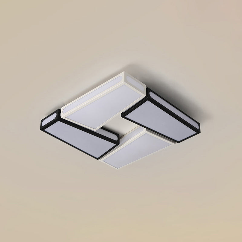 Contemporary LED Ceiling Lamp with Acrylic Shade White Squared Flush Pendant Light in Warm/White Light, 18"/23.5" Dia