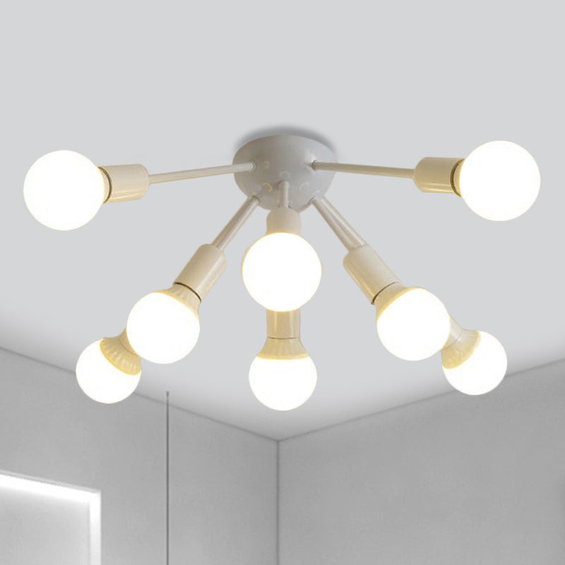 Plafonnier Semi-encastré en métal Spoutnik, moderne, 8/12 lumières, blanc/noir/or, pour salon