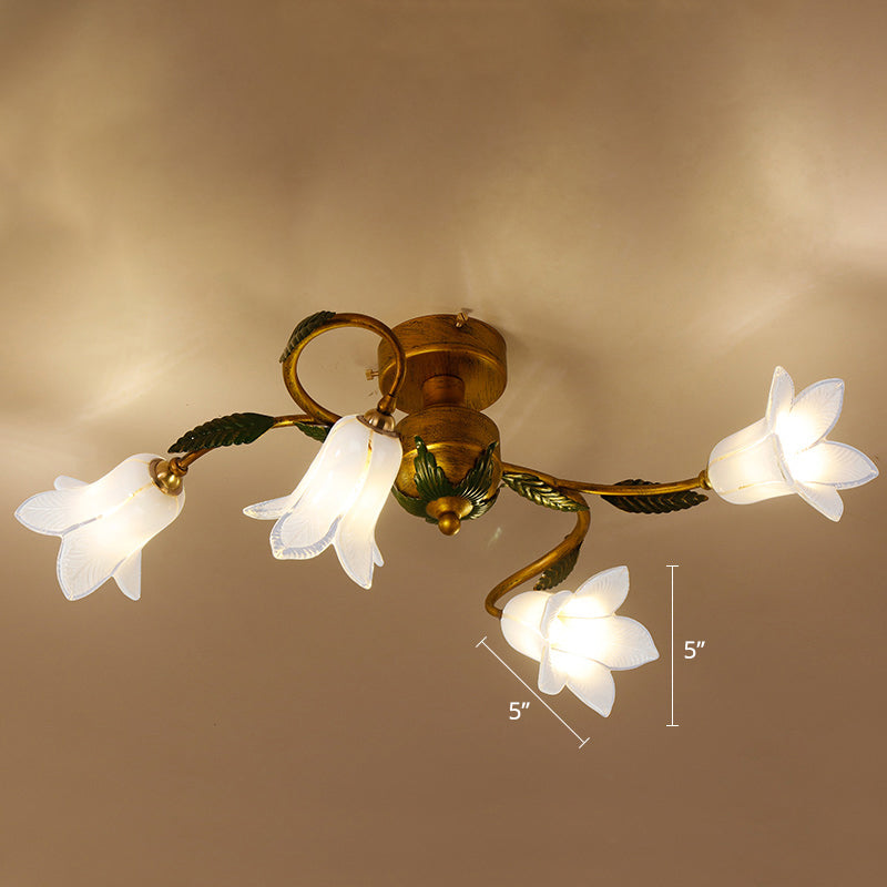 Luz de techo de techo de flor de vidrio blanco