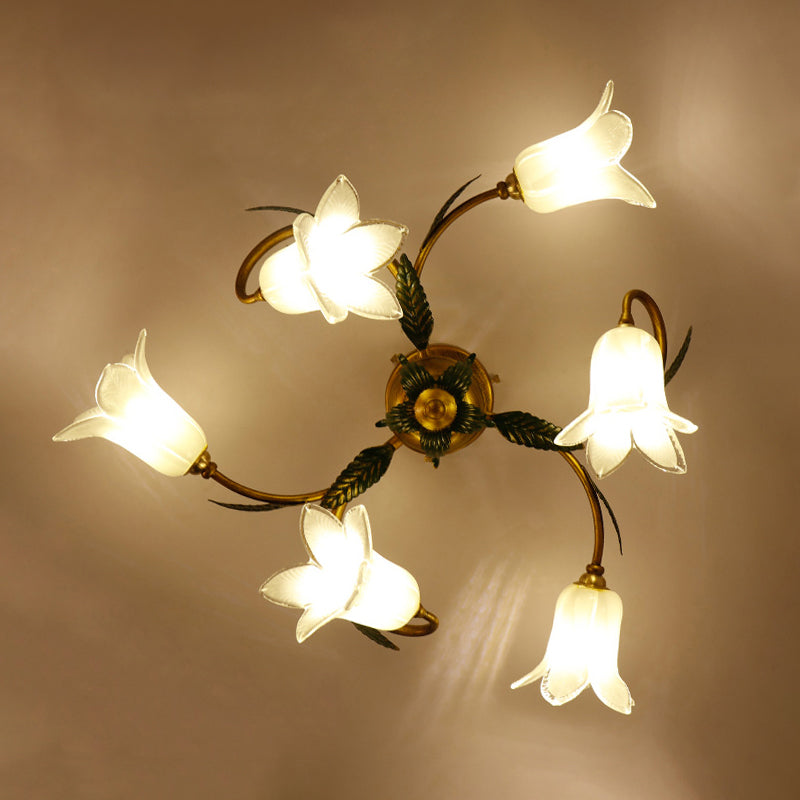 Luz de techo de techo de flor de vidrio blanco