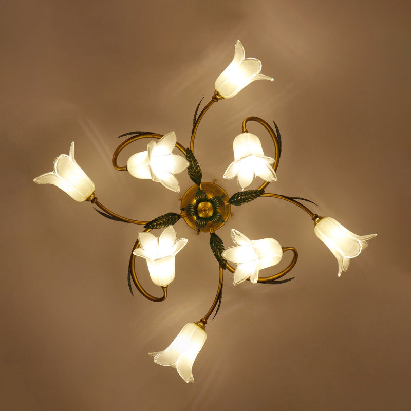 Luz de techo de techo de flor de vidrio blanco