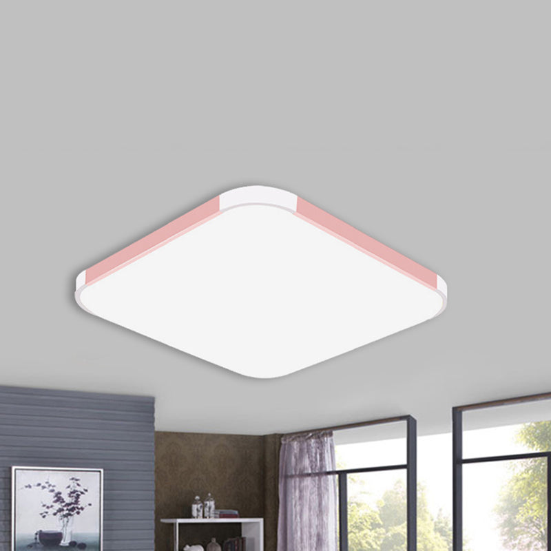Geometric Flush Mount Lamp Macaron Acrylic Pink/Yellow/Blue LED Flush Mount Lamp, 12"/15"/17" Wide in White/Warm