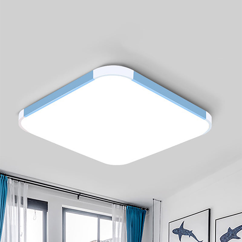 Geometric Flush Mount Lamp Macaron Acrylic Pink/Yellow/Blue LED Flush Mount Lamp, 12"/15"/17" Wide in White/Warm