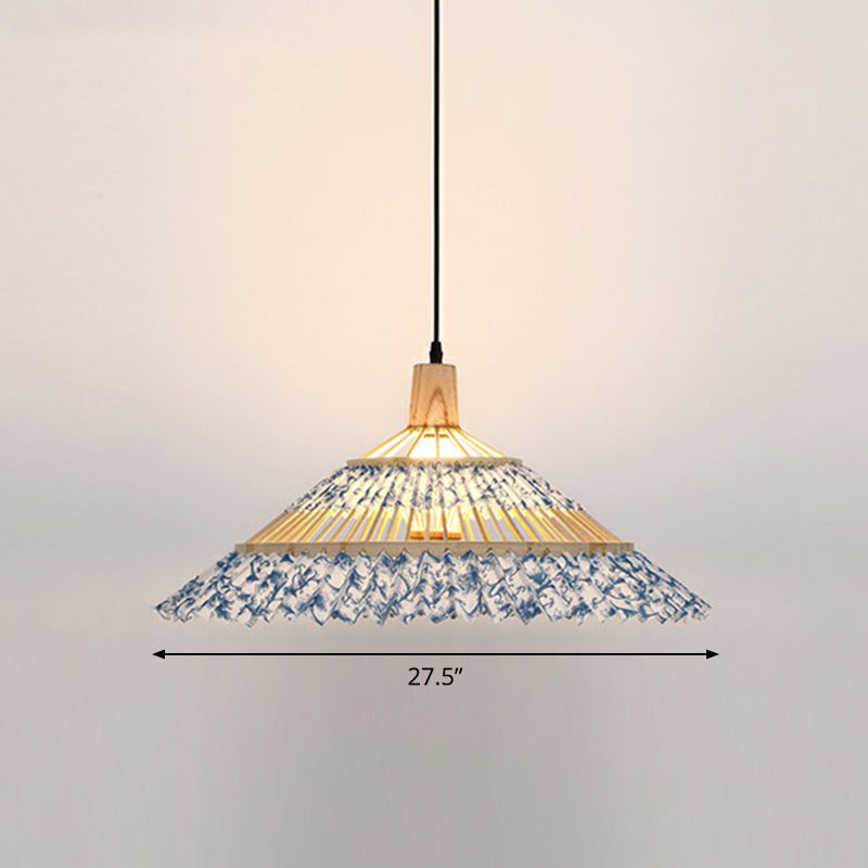 Bamboo Paraplu Pendant Light Chinoiserie 1 Head Suspension Lighting Fecture voor restaurant