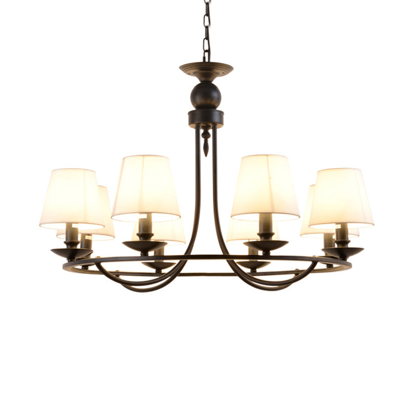 Conical Chandelier Country Style Fabric Pendant Lighting Fixture for Dining Room