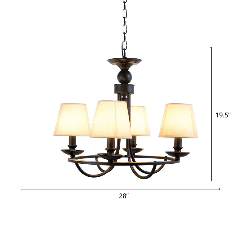 Conical Chandelier Country Style Fabric Pendant Lighting Fixture for Dining Room