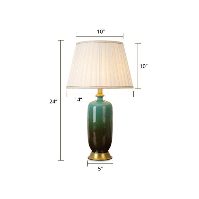 Lampada da tavolo bianca affusolata Lampada da comodino in tessuto minimalista a 1 testa con base in ceramica Ombre