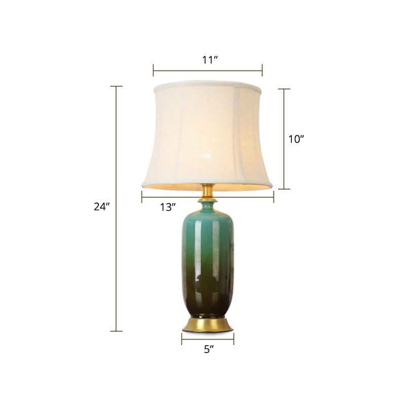 Lampada da tavolo bianca affusolata Lampada da comodino in tessuto minimalista a 1 testa con base in ceramica Ombre
