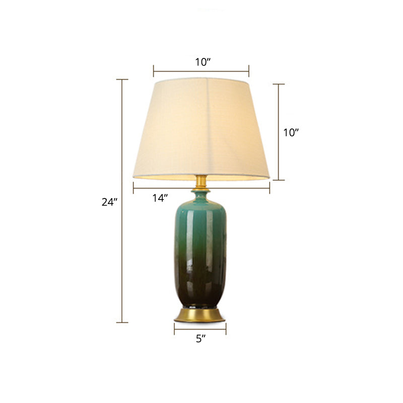 Lampada da tavolo bianca affusolata Lampada da comodino in tessuto minimalista a 1 testa con base in ceramica Ombre