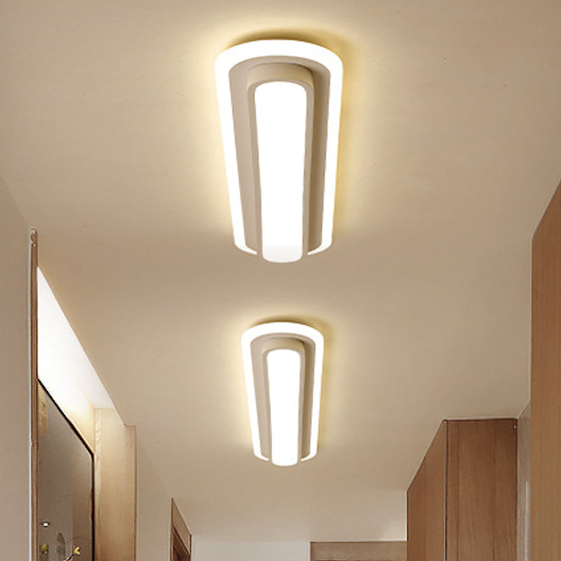 Oval Flush Ceiling Light Contemporary Metal LED Black/White Ceiling Light with Acrylic Diffuser in White/Warm Light, 19"/23"/31" Wide