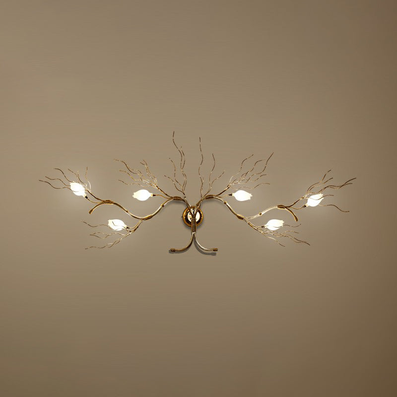 Blumenzweig Wohnzimmer Leuchte Aluminium 6 Lampen Art Deco Wandmontage Licht montiert