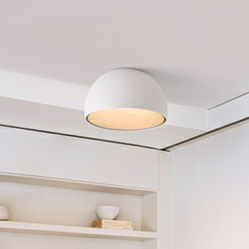 Minimalistische Dome Inbouwlamp Metalen Gang LED Plafondinbouwlamp met houtnerf aan de binnenkant