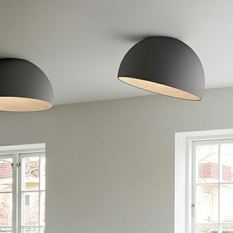 Minimalistische Dome Inbouwlamp Metalen Gang LED Plafondinbouwlamp met houtnerf aan de binnenkant