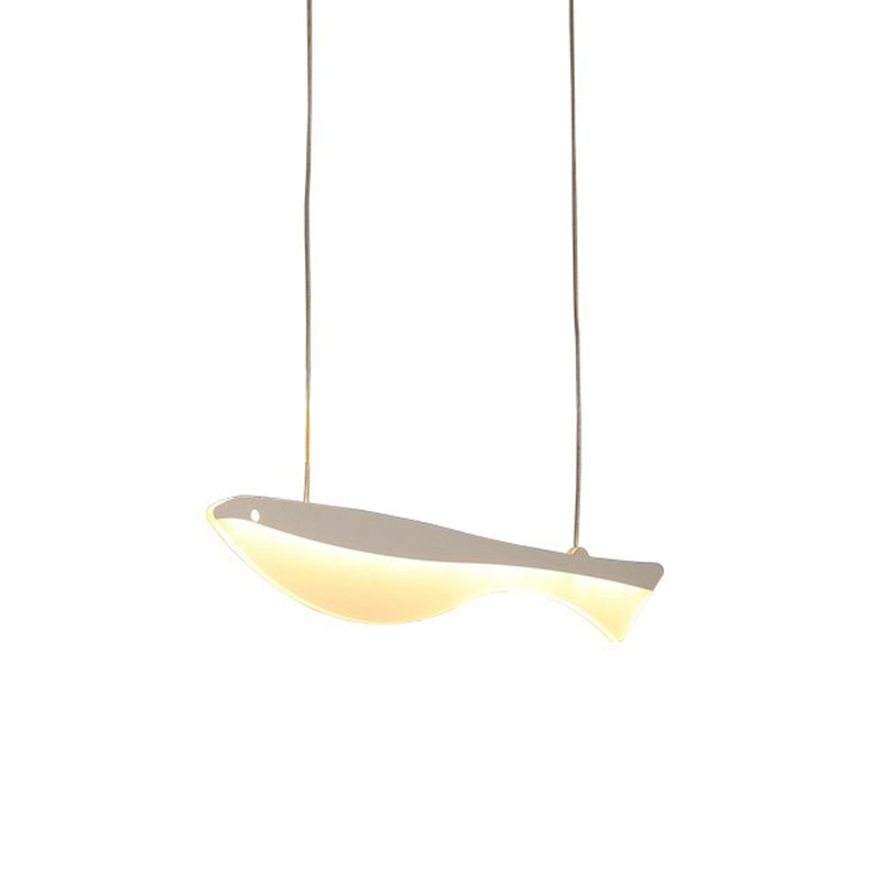 White Fish Cluster Pendant Light Artistic Acrylic LED Ceiling Hang Lamp for Restaurant