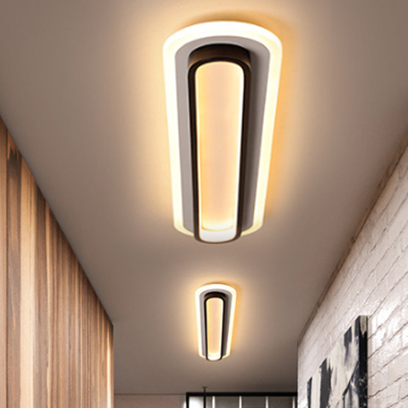 Oval Flush Ceiling Light Contemporary Metal LED Black/White Ceiling Light with Acrylic Diffuser in White/Warm Light, 19"/23"/31" Wide