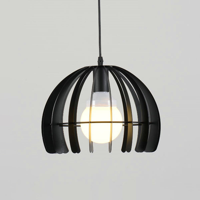 1-Light Hemisphere Pendant Lamp Factory Black Metal Hanging Light Fixture for Living Room