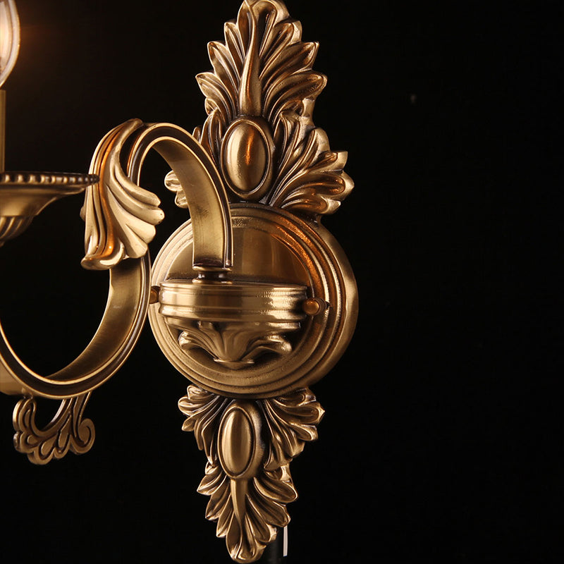 Lampada da parete da tonalità smerlata antica 1 testa illuminazione a parete in vetro opaco in ottone con accenti di cristallo