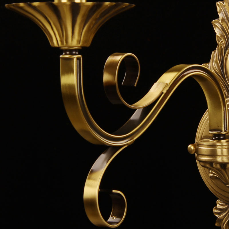 1-Light Flared Wall Lamp Fixture Traditional Brass Frosted Glass Wall Mounted Light for Bedroom