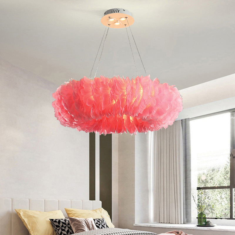 Nordic Loop Shaped Chandelier Pendant Feather Dining Room Suspended Lighting Fixture