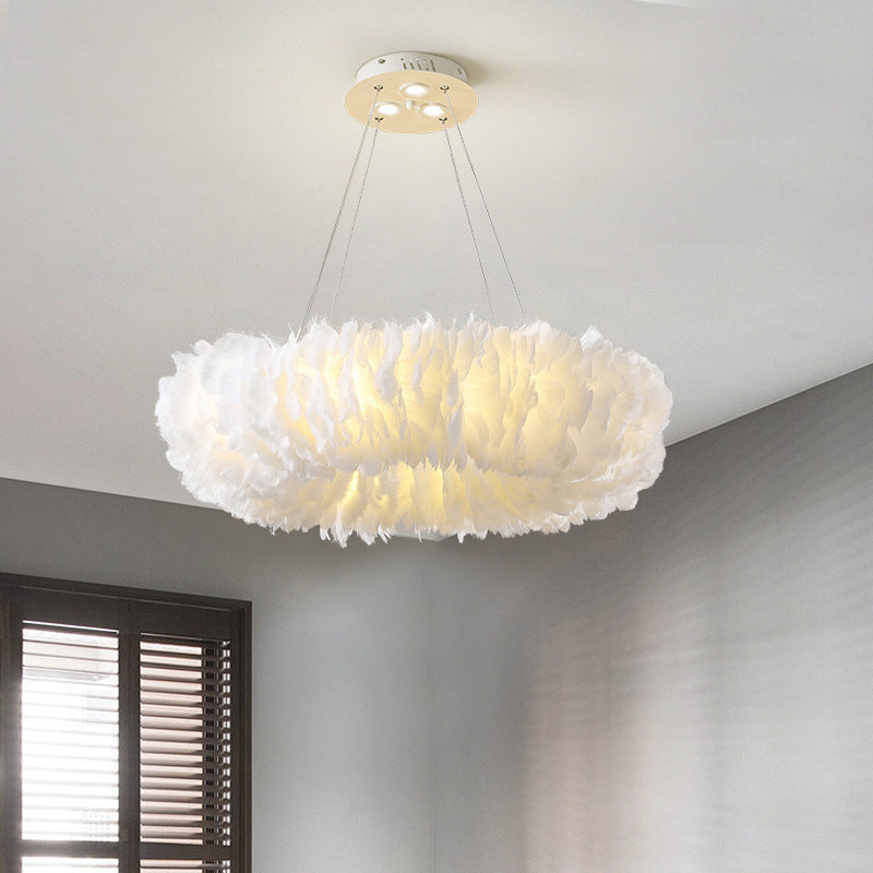 Nordic Loop Shaped Chandelier Pendant Feather Dining Room Suspended Lighting Fixture