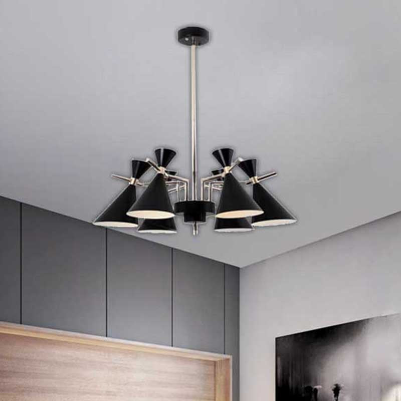 Nordic Bi-conical Pendant Chandelier Metal 3/6 Lights Black/White/Pink Dining Room Chandelier Lighting Fixture