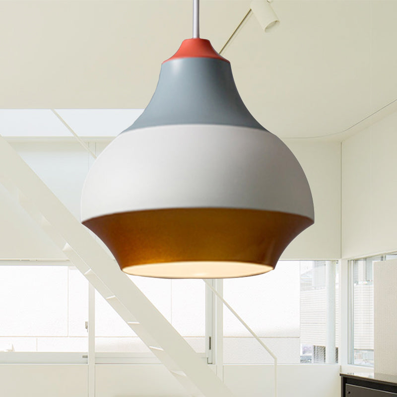 Urn Hanging Light Modern Metal 1 Light Grey/White/Green Pendant Light for Bedroom