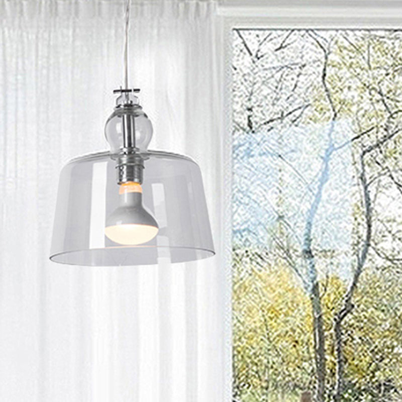 Luz colgante moderna 1 de luz con tono de vidrio transparente cromo