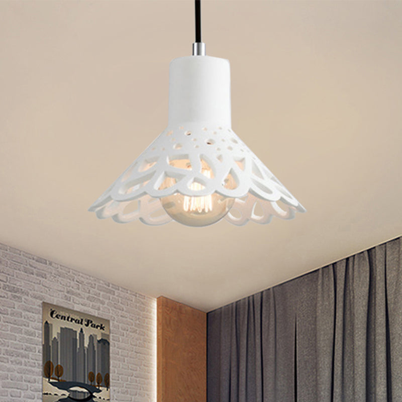 Iluminación colgante grabada en hormigón de estilo nórdico 1 luz colgante de gris claro/blanco/amarillo con tono geométrico/campana/acampanado