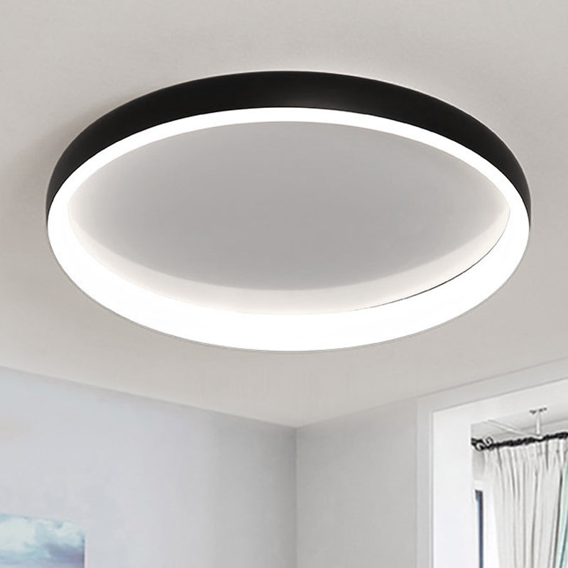 Zwart/Wit/Bruin Ronde Inbouwplafondlamp Simplicity LED Metalen Plafondlamp met Acryl Diffusor in Wit/Warm Licht