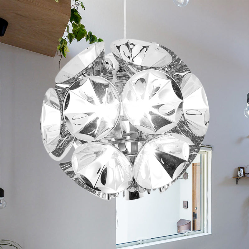 Luz de colgante de bola Luz de lámpara Modernismo de metal cromo/dorado LED de techo colgante en blanco/cálido, 7 "/11" Dia
